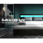 Bed Frame Double Size Led Gas Lift Black Cole