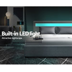 Bed Frame Double Size Led Gas Lift Grey Cole