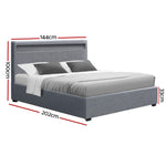 Bed Frame Double Size Led Gas Lift Grey Cole