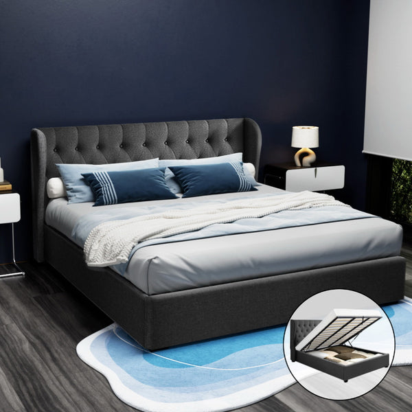  Bed Frame King Size Gas Lift Charcoal Issa