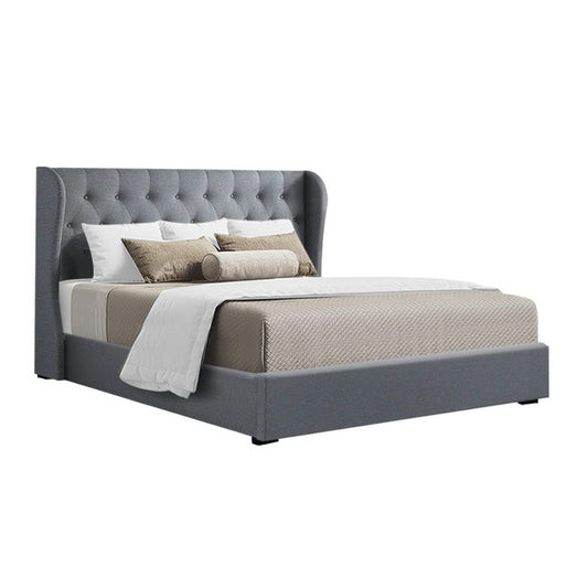 Bed Frame Queen Size Gas Lift Grey Issa