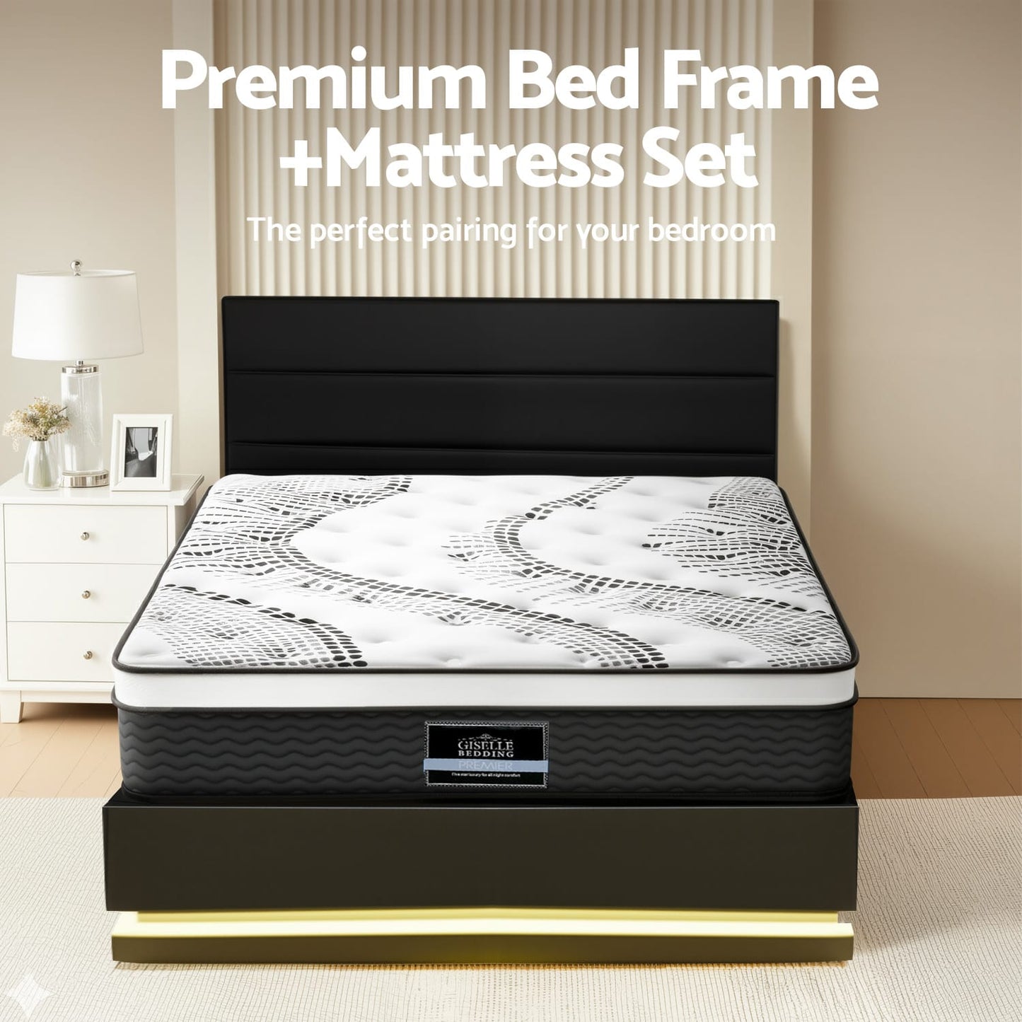 Queen Bed Frame With RGB LED 190x137cm