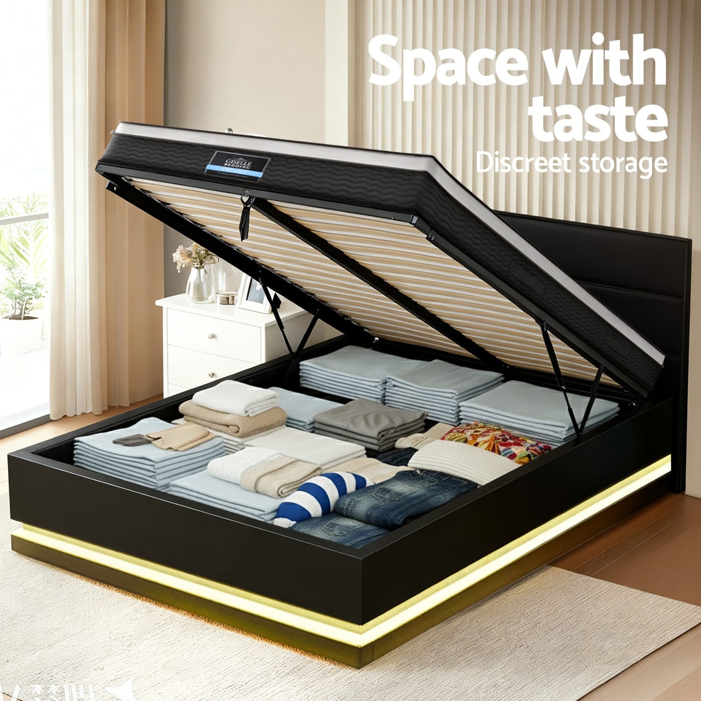 Queen Bed Frame With RGB LED 190x137cm