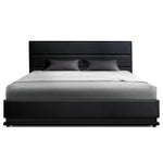 Bed Frame Double Size Led Gas Lift Black Lumi