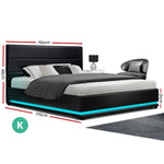 Bed Frame King Size Led Gas Lift Black Lumi