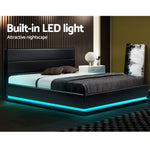 Bed Frame King Size Led Gas Lift Black Lumi