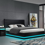 Bed Frame King Size Led Gas Lift Black Lumi