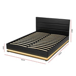 Bed Frame Queen Size Led Gas Lift Black Lumi