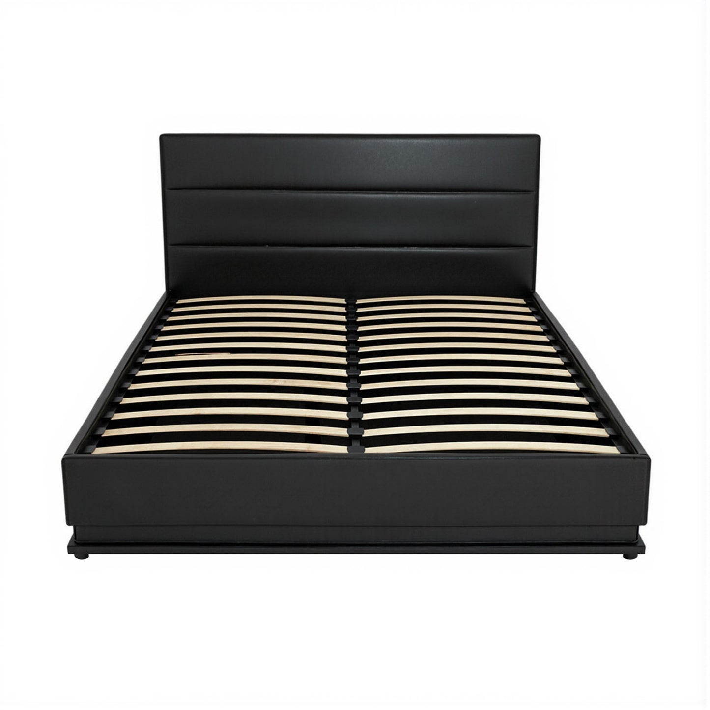 Bed Frame Queen Size Led Gas Lift Black Lumi