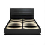 Bed Frame Queen Size Led Gas Lift Black Lumi