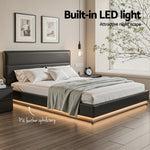 Bed Frame Queen Size Led Gas Lift Black Lumi