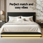 Bed Frame Queen Size Led Gas Lift Black Lumi