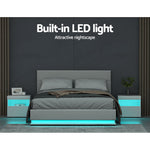 Bed Frame Queen Size Led Gas Lift White Lumi