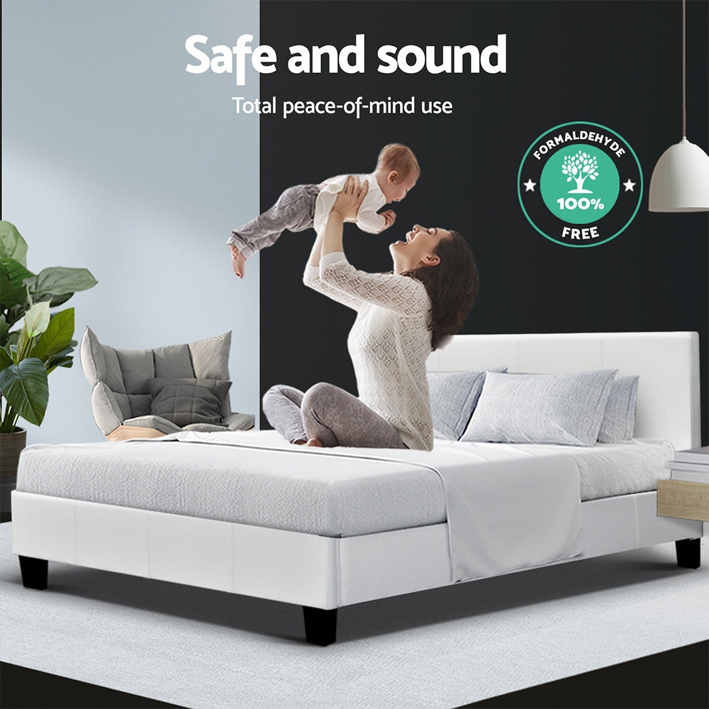Bed Frame Double Size White Neo