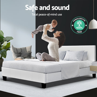 Bed Frame Double Size White Neo