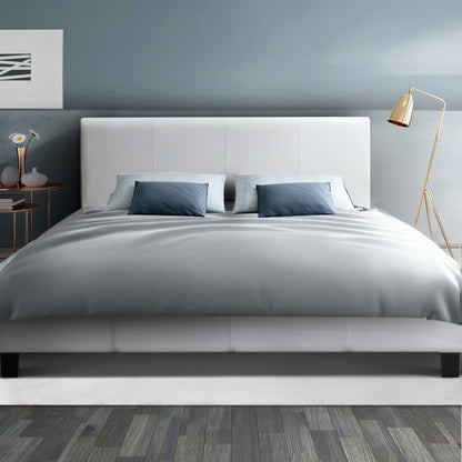 Bed Frame Double Size White Neo