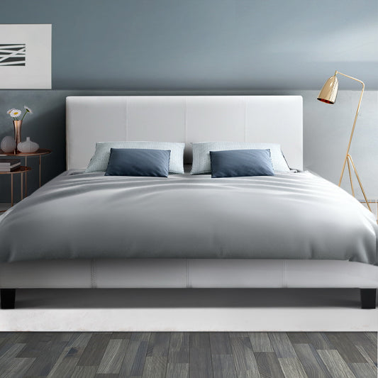 Bed Frame Double Size White Neo