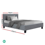 King Single Size Bed Frame Base Mattress Platform Fabric Wooden Grey NEO