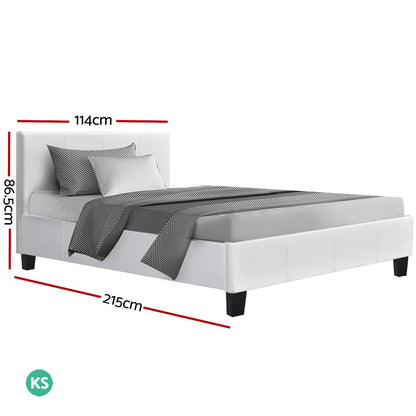 Bed Frame King Single Size White Neo