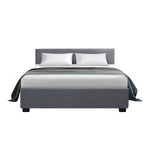 Double Size Fabric and Wood Bed Frame Headboard - Grey