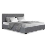 Bed Frame Double Size Gas Lift Grey Nino