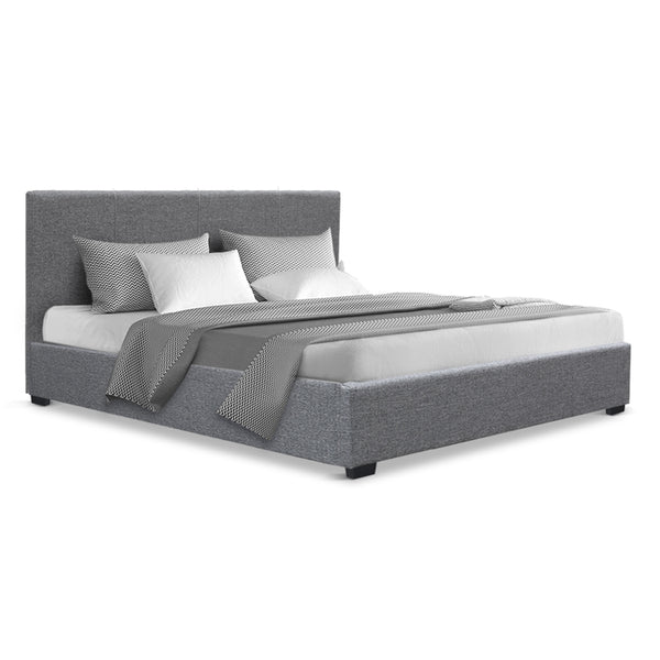  Bed Frame Double Size Gas Lift Grey Nino