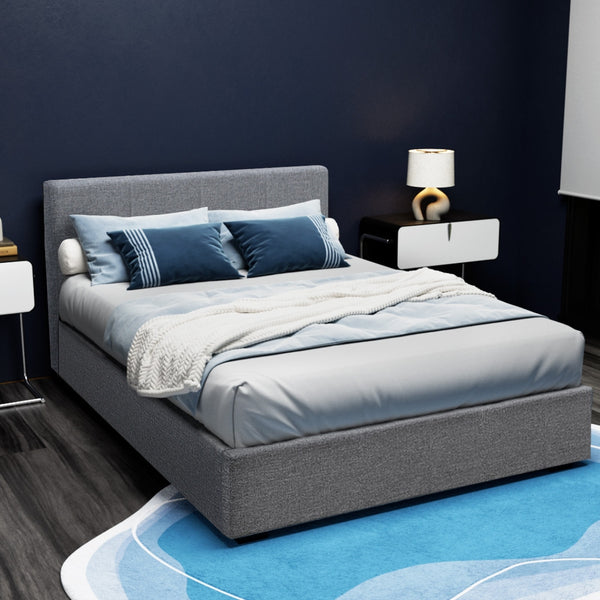  Bed Frame Double Size Gas Lift Grey Nino