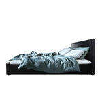 Queen Size PU Leather and Wood Bed Frame Headboard - Black