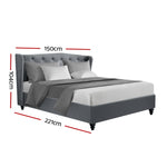 Double Size Wooden Upholstered Bed Frame Headboard - Grey