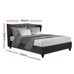 Queen Size Bed Frame Base Mattress Platform Fabric Wooden Charcoal PIER