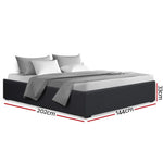 TOKI Double Size Storage Gas Lift Bed Frame without Headboard Fabric Charcoal
