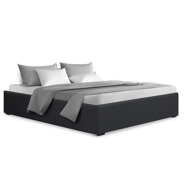  Bed Frame Double Size Gas Lift Base Charcoal Toki