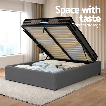 King Single Bed Frame Storage Grey 203x107cm