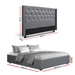 King Bed Frame Storage Tufted Headboard Gas Lift Base Grey Gas Lift