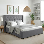 Queen Bed Frame Storage Tufted Headboard Gas Lift Base Grey Gas