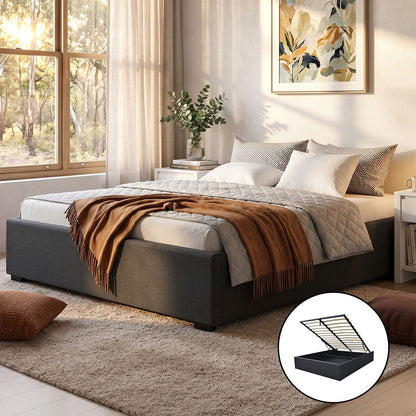 Bed Frame Queen Size Gas Lift Base Charcoal Toki