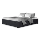 Queen Size Storage Gas Lift Bed Frame without Headboard Fabric Charcoal