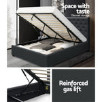 Bed Frame Double Size Gas Lift Charcoal Vila