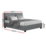 Double Full Size Gas Lift Bed Frame Base With Storage Mattress Grey Fabric VILA
