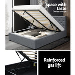 Bed Frame Double Size Gas Lift Grey Vila