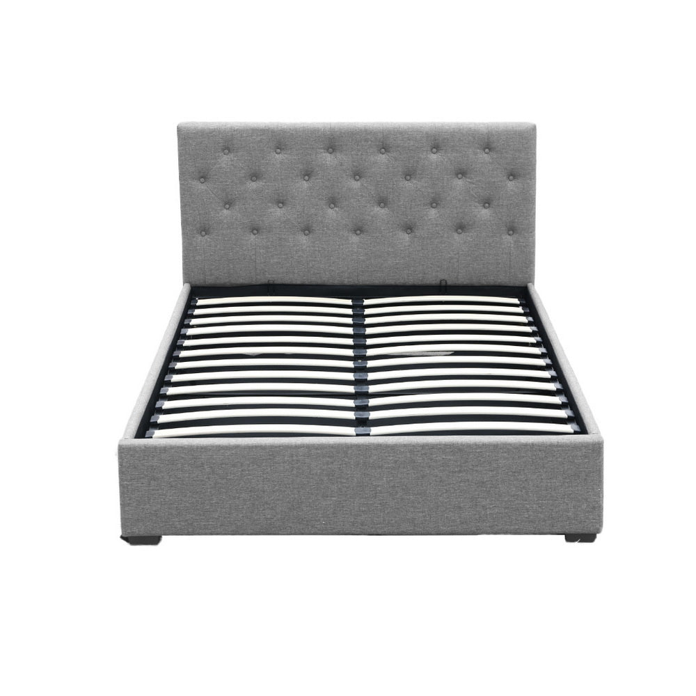 Bed Frame Double Size Gas Lift Grey Vila