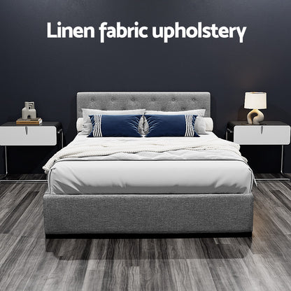Bed Frame Double Size Gas Lift Grey Vila