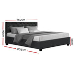 Queen Size Gas Lift Bed Frame Base With Storage Mattress Charcoal Fabric VILA