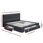Bed Frame King Size With 4 Drawers Charcoal Avio