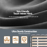 King Size Bed Frame Plush Soft Headboard Velvet Platform Base For