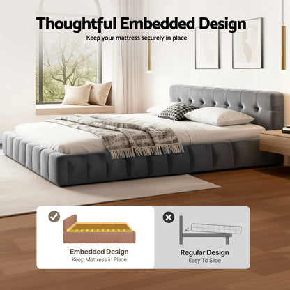 Queen Bed Frame Soft Velvet 153x203cm