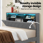 Bed Frame Double Size Led Mattress Base Platform With Storage Shelf