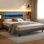 Bed Frame Double Size Led Mattress Base Platform With Storage Shelf