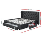 Bed Frame King Size With 4 Drawers Charcoal Mila