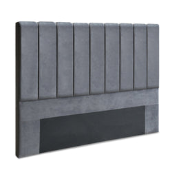Bed Head King Size Velvet - Vela Grey
